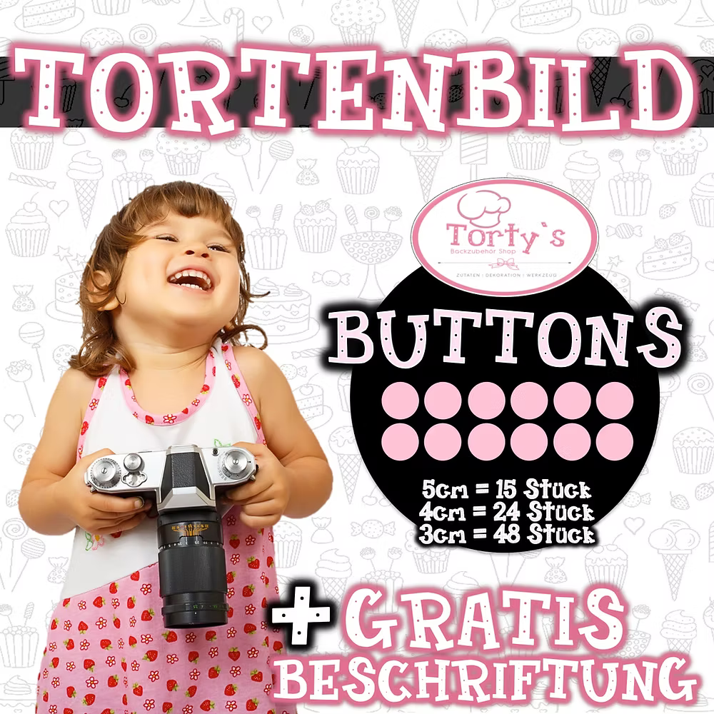 Essbares Tortenbild - Buttons für Cupcakes etc.
