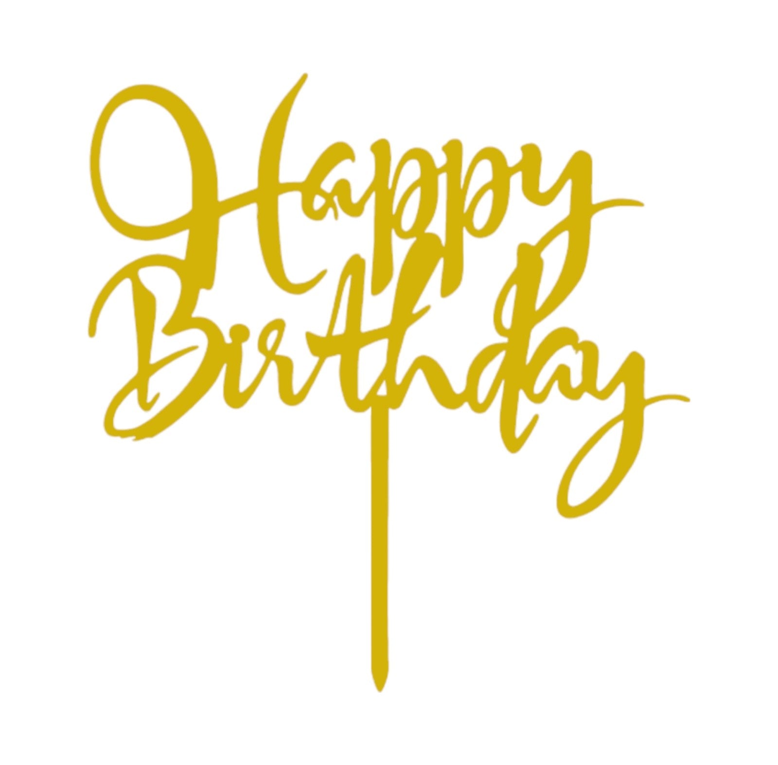 Cake Topper - Happy birthday gold graceful