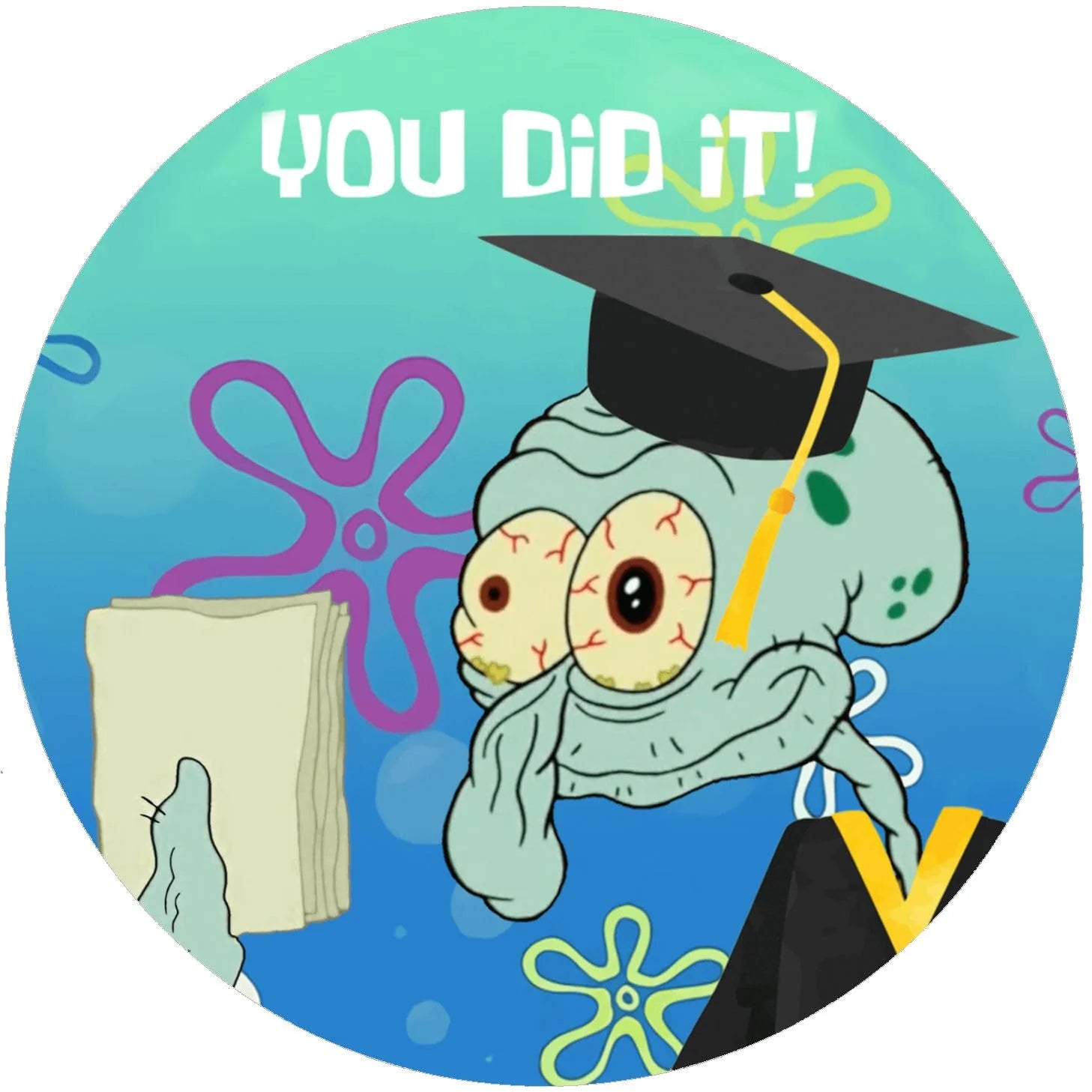 Essbares Tortenbild -  You did it - Abschluss Spongebob Thaddäus 2