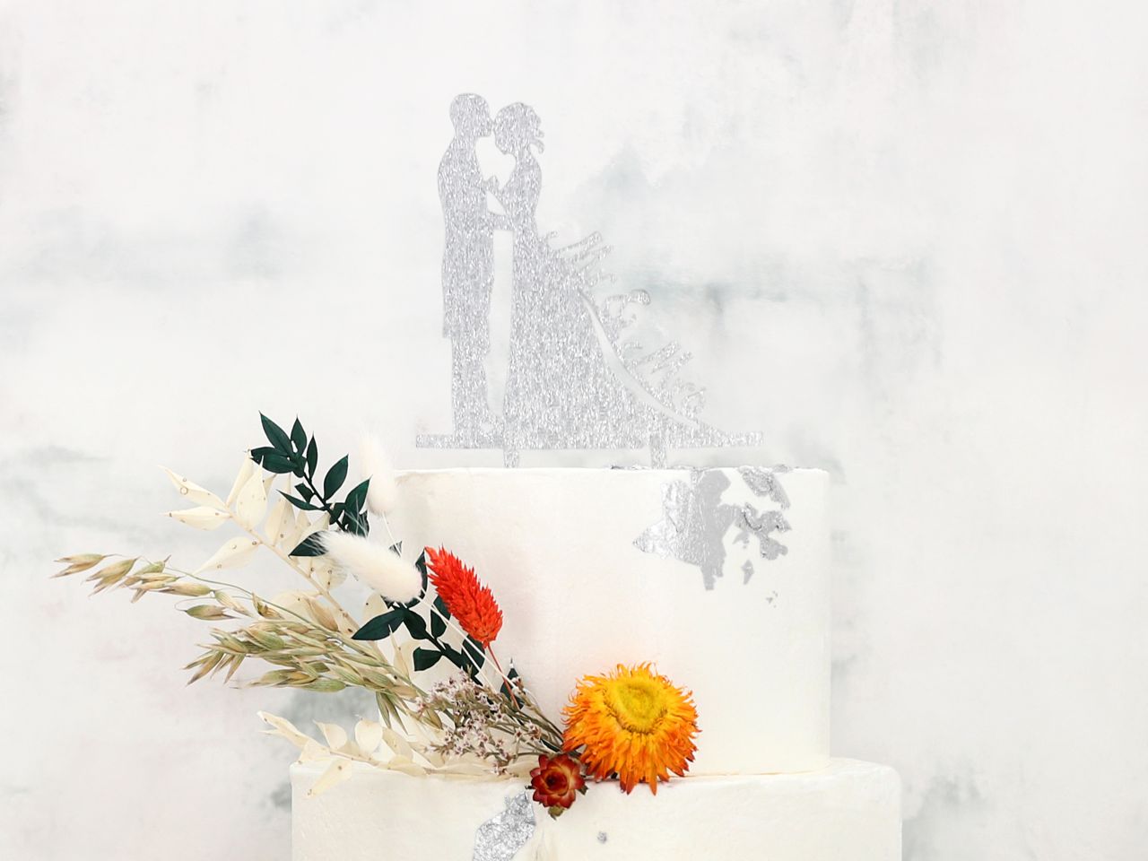 CM Cake Topper Mr. & Mrs. silber