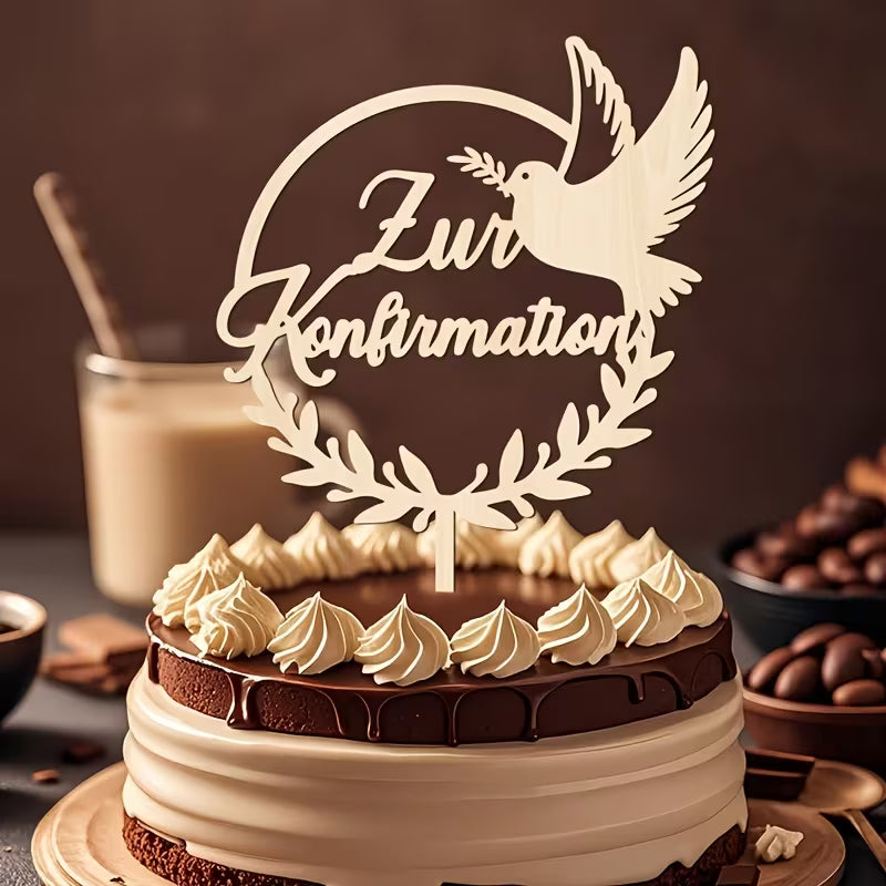 Holz-Kuchen-Topper für Konfirmation