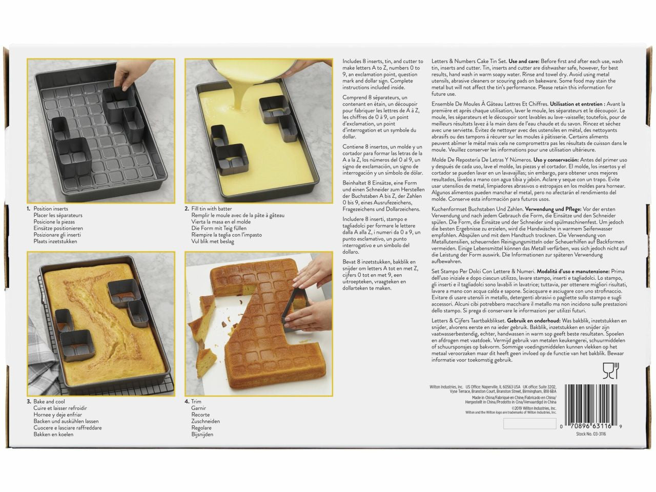 Wilton Backform - alle Buchstaben und Zahlen