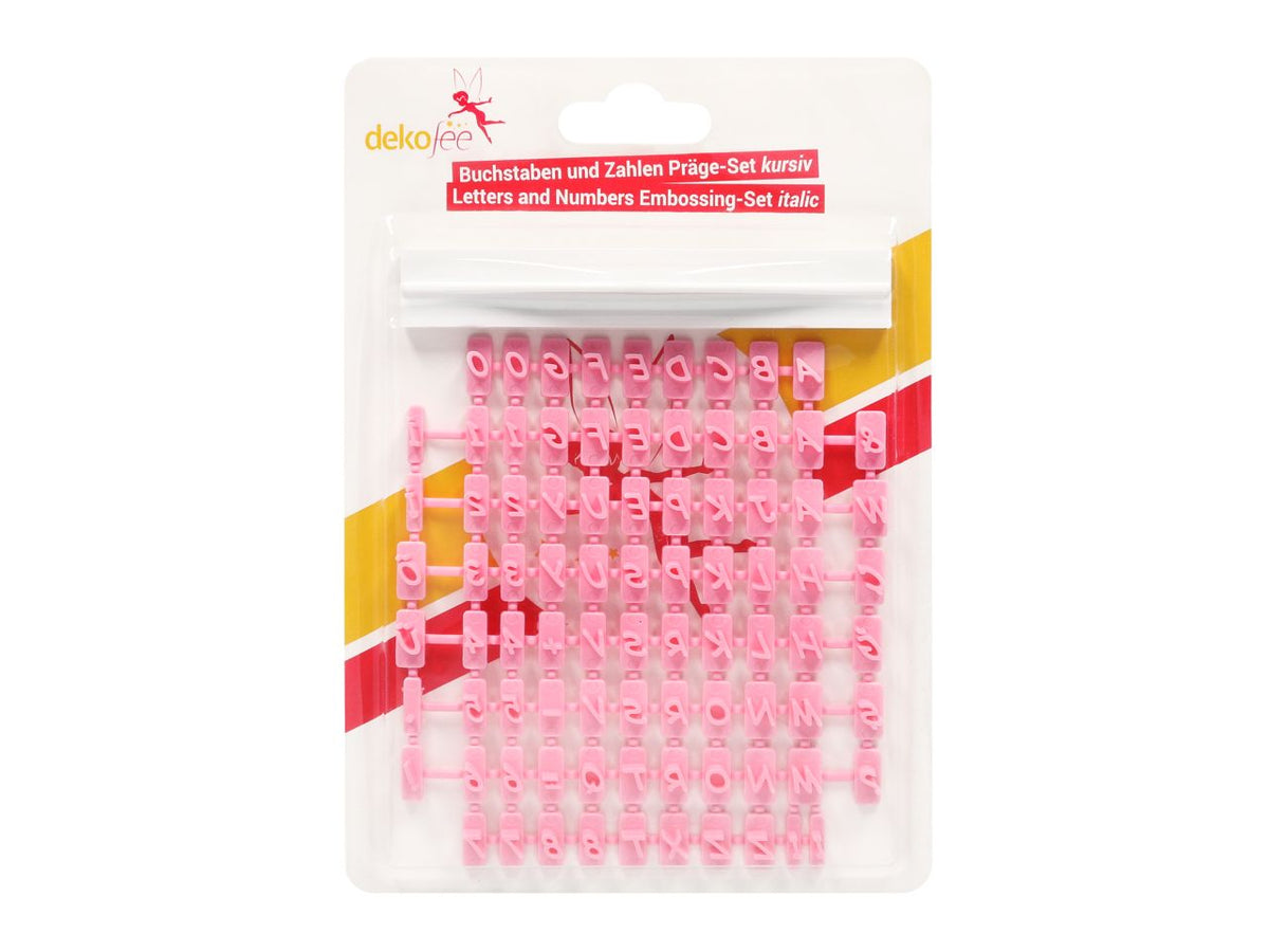 Buchstaben und Zahlen Präge-Set kursiv