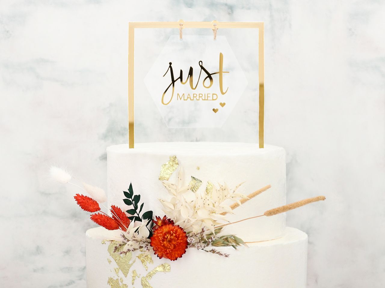 Cake-Masters Cake Topper Just married gold