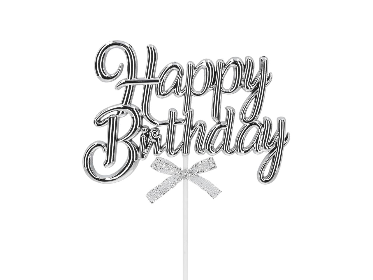 CM Cake Topper Happy Birthday Silber 3D