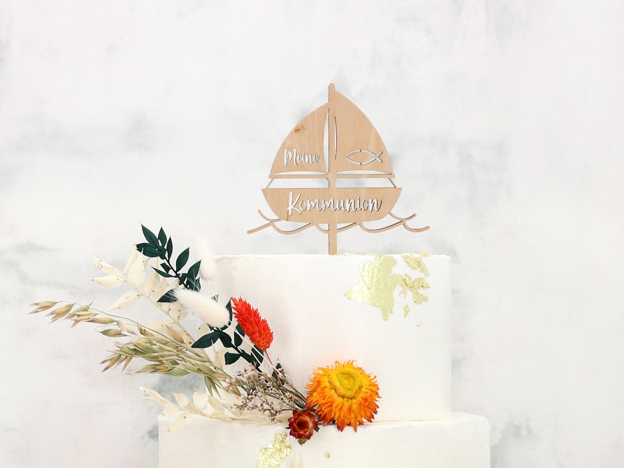 CM Cake Topper Holz Kommunion