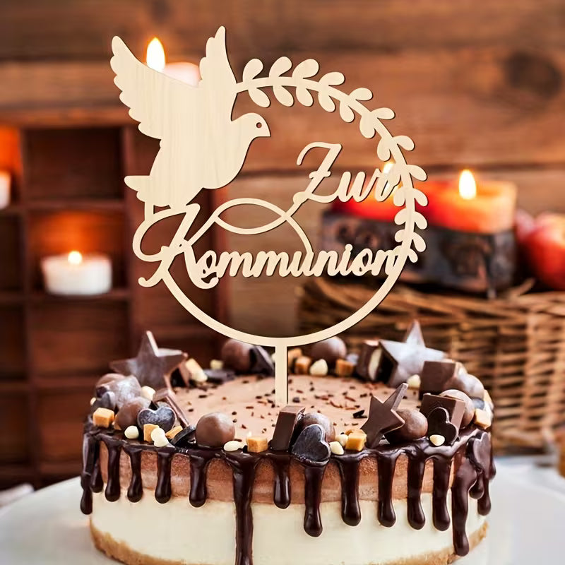 Holz-Kuchen-Topper für Kommunion 2