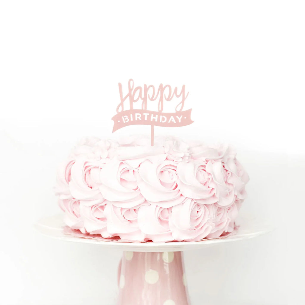Cake Topper - Happy Birthday rosa