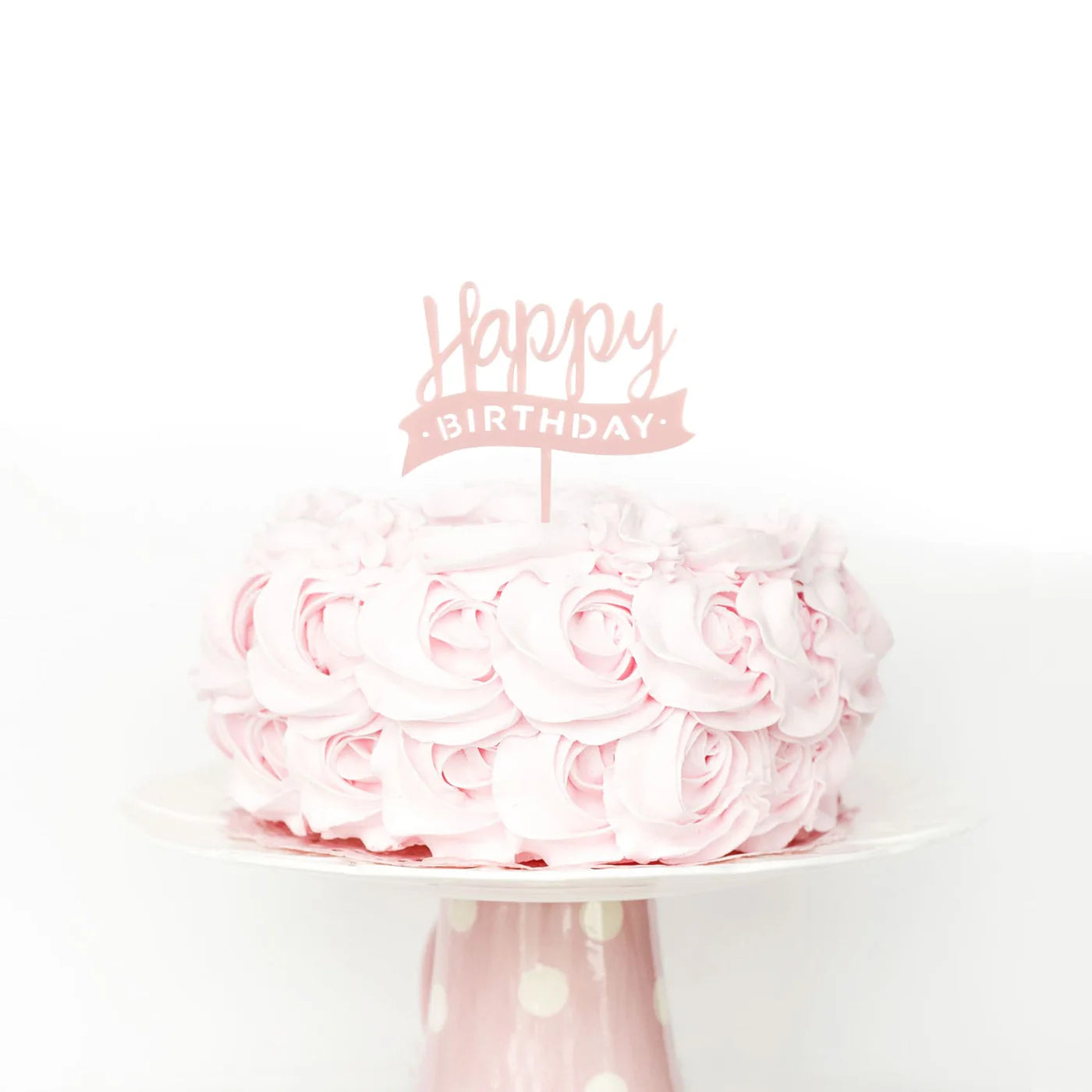 Cake Topper - Happy Birthday rosa