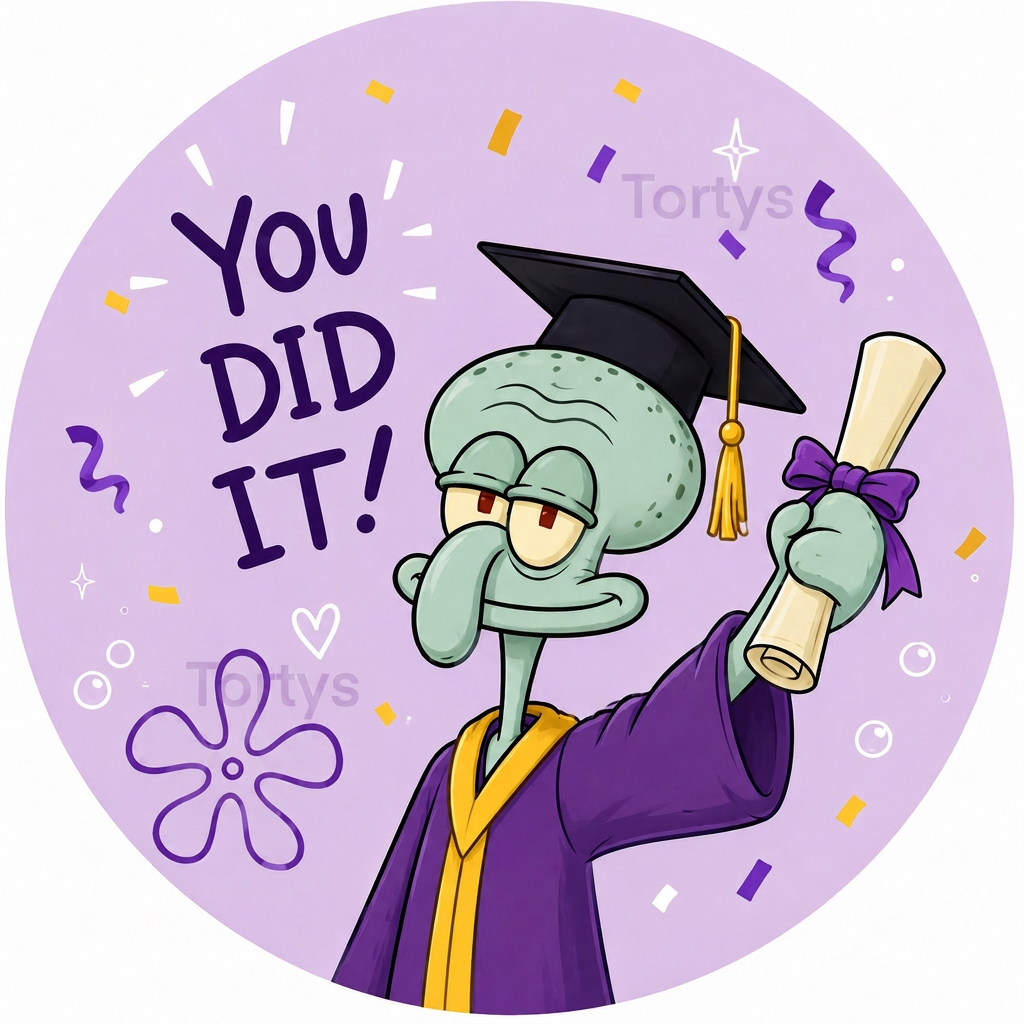 Essbares Tortenbild -  You did it - Abschluss Spongebob Thaddäus 5