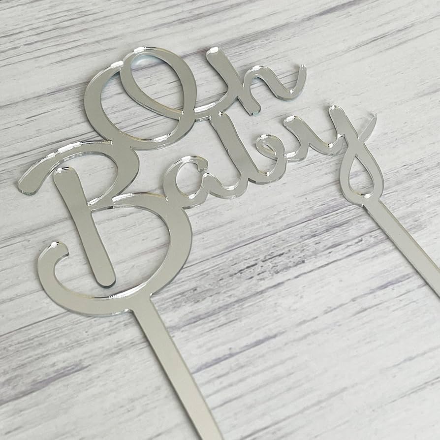 Cake Topper - Oh baby silber