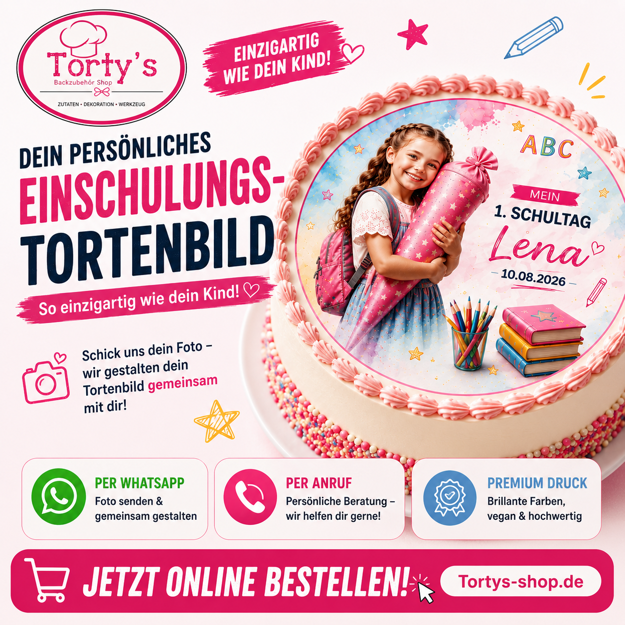 Personalisiertes Einschulungs-Tortenbild