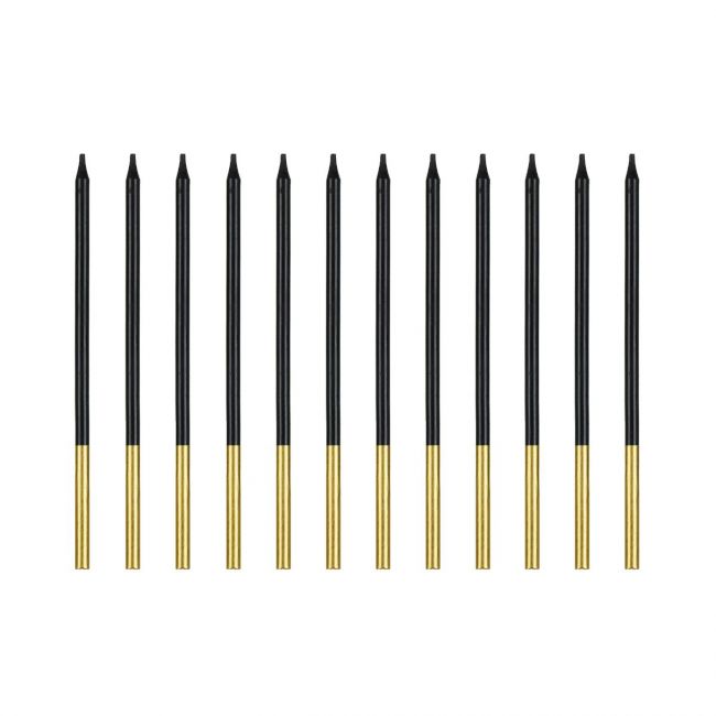 PartyDeco Kerzen Schwarz/Gold 12stk.