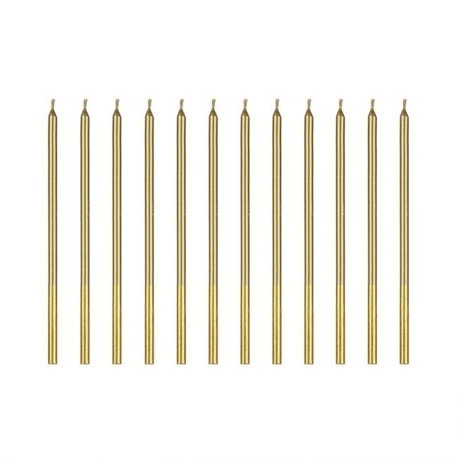 PartyDeco Kerzen Gold 12stk.
