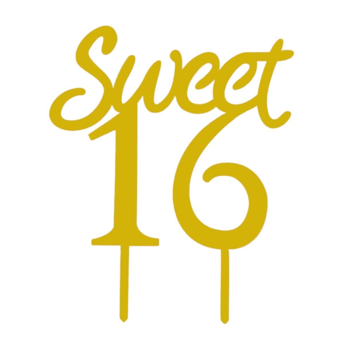 Cake Topper - sweet 16 gold