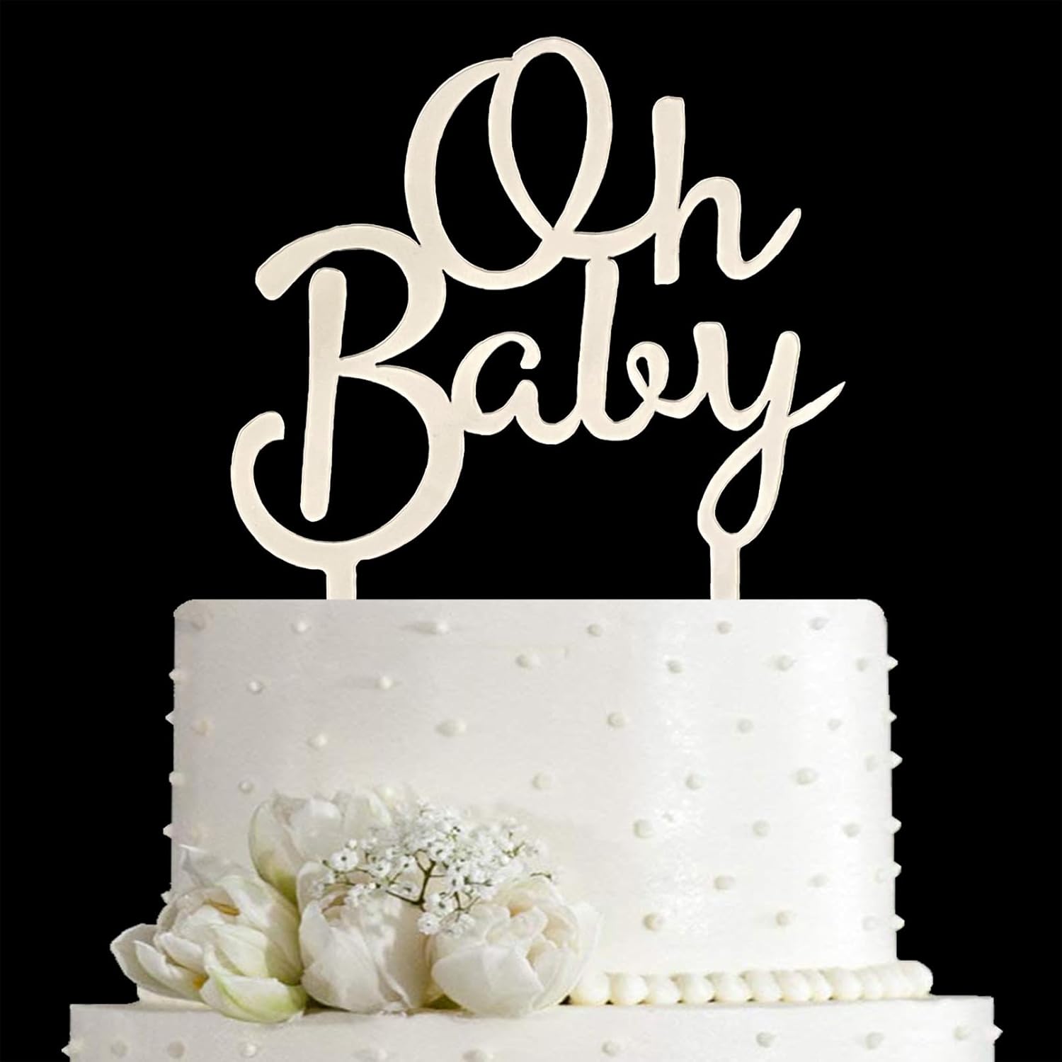 Cake Topper - Oh baby silber