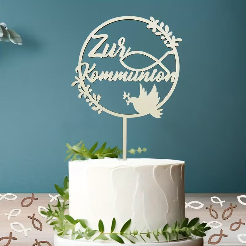 Holz-Kuchen-Topper für Kommunion